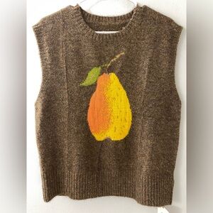 Cottagecore Soft Girl Pear Wool Blend Knit Sweater Vest Women’s Medium NWT